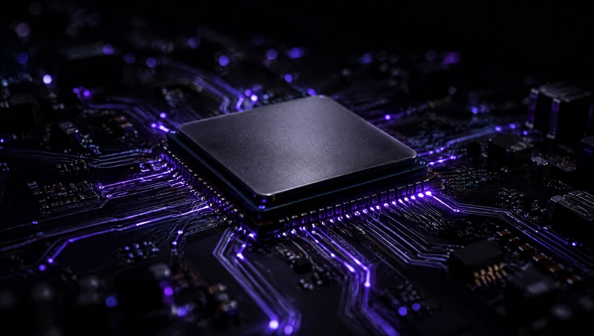 A single unmarked chip on a circuit board